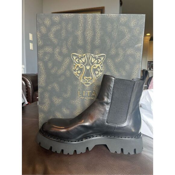 LITA by Ciara XO Microlight Chelsea Boot Short Black Leather